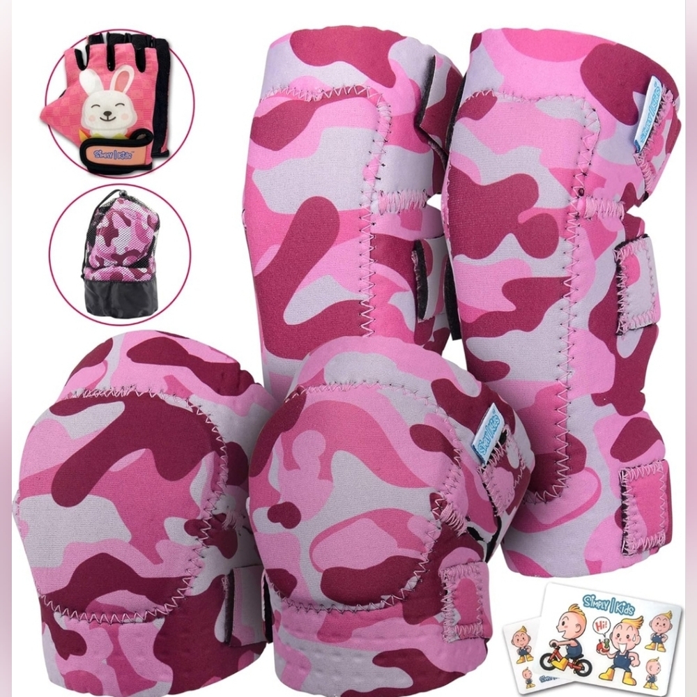 Simply Kids Innovative Unicorn Soft Knee And Elbow Pads With Bike Gloves Set
